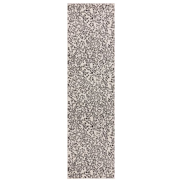 Muse MU11 Abstract Spotty Woven Runner Rugs in Black Cream
