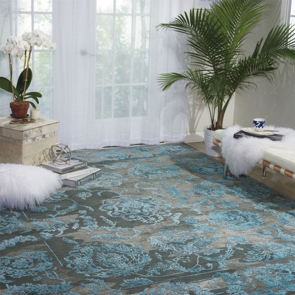 Opaline Rugs OPA12 by Nourison in Charcoal and Blue