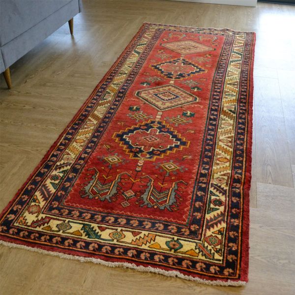 Meshkin 17859 Traditional Hand Knotted Wool Runner Rug in Red