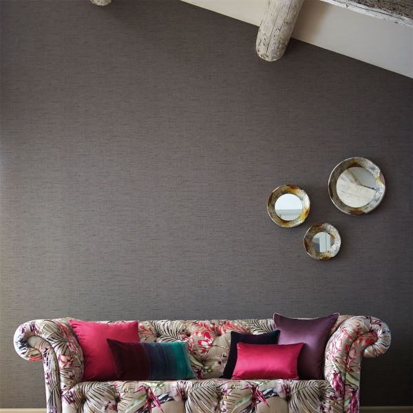 Raya Textured Plain Wallpaper 111039 by Harlequin in Charcoal Grey
