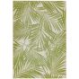 Patio Palm PAT15 Botanical Leaf Outdoor Rugs in Green Beige