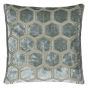 Manipur Hexagonal Velvet Cushion By Designers Guild in Silver Grey