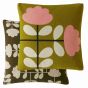 Cut Stem Cotton Cushion in Moss Pink by Orla Kiely