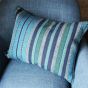 Almacan Stripe Cushion by William Yeoward in Peacock Blue