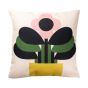 Art Deco Floral Stem Indoor Outdoor Cushion By Orla Kiely in Pink