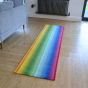 Rainbow Stripe Colour Block Wool Runner Rug in Multi