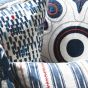 Iluka Stripe Embroidered Cushion By William Yeoward in Indigo Blue