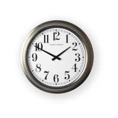 Gibson Large Brushed Stainless Clock 115789 by Laura Ashley in Brushed Stainless Grey