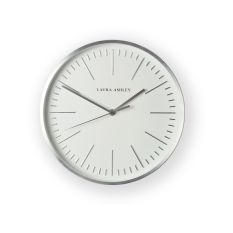 Glenn Contemporary Metal Clock 115783 by Laura Ashley in Silver Grey