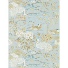 Crane and Frog Wallpaper 217125 by Morris & Co in Sky Honey