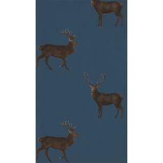 Evesham Deer Wallpaper 216620 by Sanderson in Indigo Blue