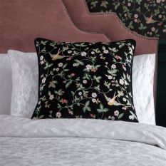 Wild Strawberry Velvet Cushion By Wedgwood in Noir Black