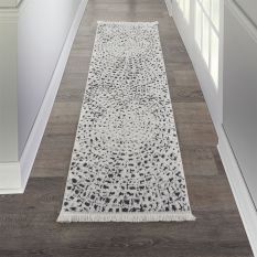 Kamala Hallway Runners DS502 by Nourison in White and Black