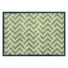 Herringbone Tiles Washable Doormats in Green