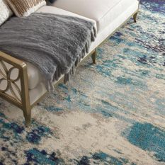 Celestial Modern Abstract CES02 in Ivory Teal and Blue by Nourison