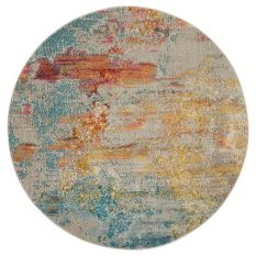 Celestial Modern Abstract Circle Round Rugs CES02 in Seaglass by Nourison