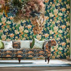 Emperor Peony Wallpaper 217120 by Sanderson in Midnight Apricot