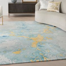 Prismatic Abstract Rugs PRS26 by Nourison in Seafoam Gold