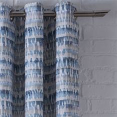 Tenby Abstract Curtains By Clarke And Clarke in Indigo Blue