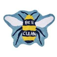 Botanical Bee Cotton Bath Mat by Joules in Pale Blue