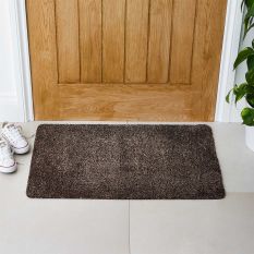 Plain Washable Doormat in Taupe Beige