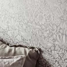 Pure Strawberry Thief Wallpaper 216017 by Morris & Co in Silver Stone