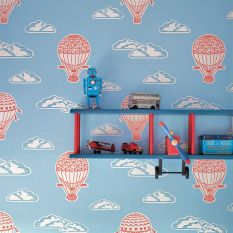 Balloons Wallpaper 214030 by Sanderson in Sky Blue Red