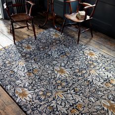 Snakehead Floral Rugs 127208 in Indigo by William Morris