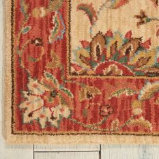 Living Treasure Traditional Bordered Hallway Runner Rug by Nourison LI04 in Ivory Red