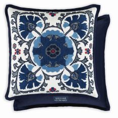 Alexi Couture Embroidered Cushion By William Yeoward in Indigo Blue