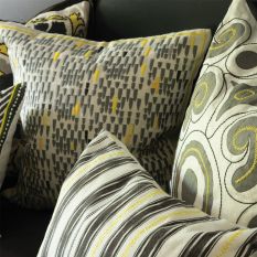 Zaley Embroidered Cushion By William Yeoward in Citron Yellow