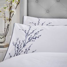 Pussy Willow Sprig Embroidered Bedding Set by Laura Ashley in Midnight