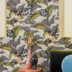 Hoopoe Leaves Wallpaper 119 1001 by Cole & Son in Olive Green Multi