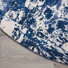 Nourison Twilight Circular Rugs TWI24 by Nourison in Ivory and Blue