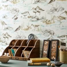 Estuary Birds Wallpaper 216494 by Sanderson in Mist Ivory White
