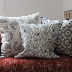 Zaley Embroidered Cushion By William Yeoward in Cloud Grey