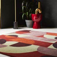 Decor Cosmo Geometric Rugs in Red Pale Green 095203 By Brink and Campman