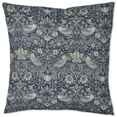Strawberry Thief Indoor Outdoor Cushion 627728 by Morris & Co in Inky Fingers