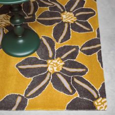 Zakouma Floral Wool Rugs 160606 by Ted Baker in Ochre Yellow