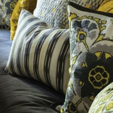 Alexi Couture Embroidered Cushion By William Yeoward in Citron Yellow
