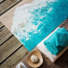 Luxury Malibu Sea Shore Bath Mat by Designer Abyss & Habidecor