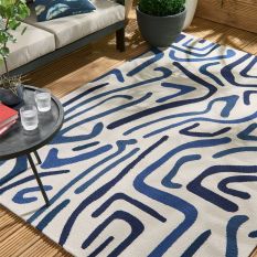 Synchronic Indoor Outdoor Rugs 442308 in Japanese Ink Origami