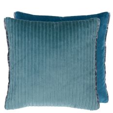 Designers Guild Cassia Cord Velvet Cushion in Mist Blue