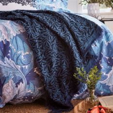 Acanthus Pimpernel Throw by William Morris in Woad