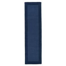 Colours Bordered Wool Runner Rug in Navy Blue