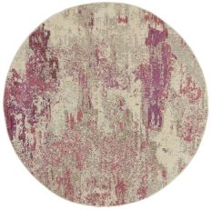 Celestial Abstract Circle Round Rugs CES02 in Ivory Pink by Nourison