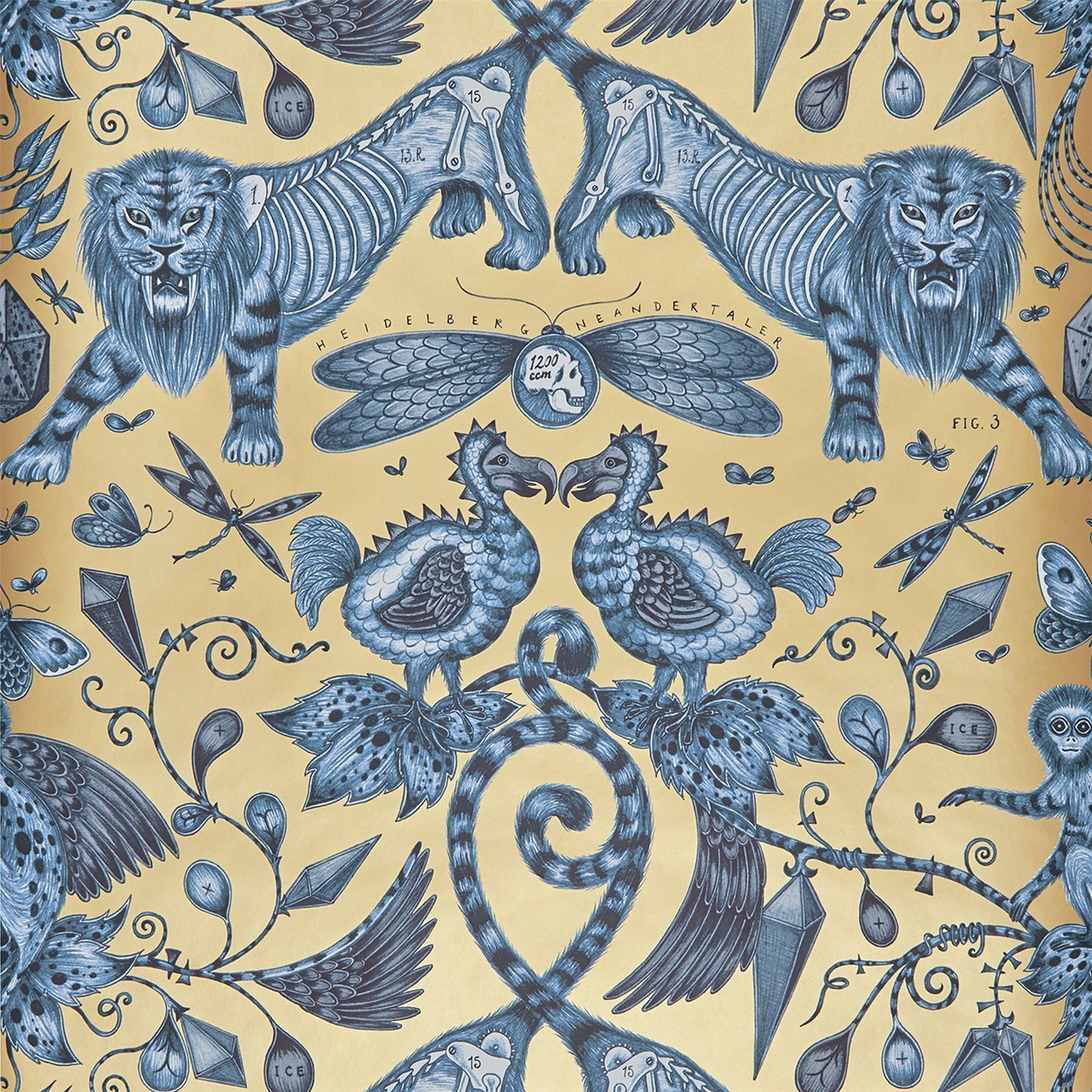 Emma J Shipley Lynx Wallpaper  W011801  Coral