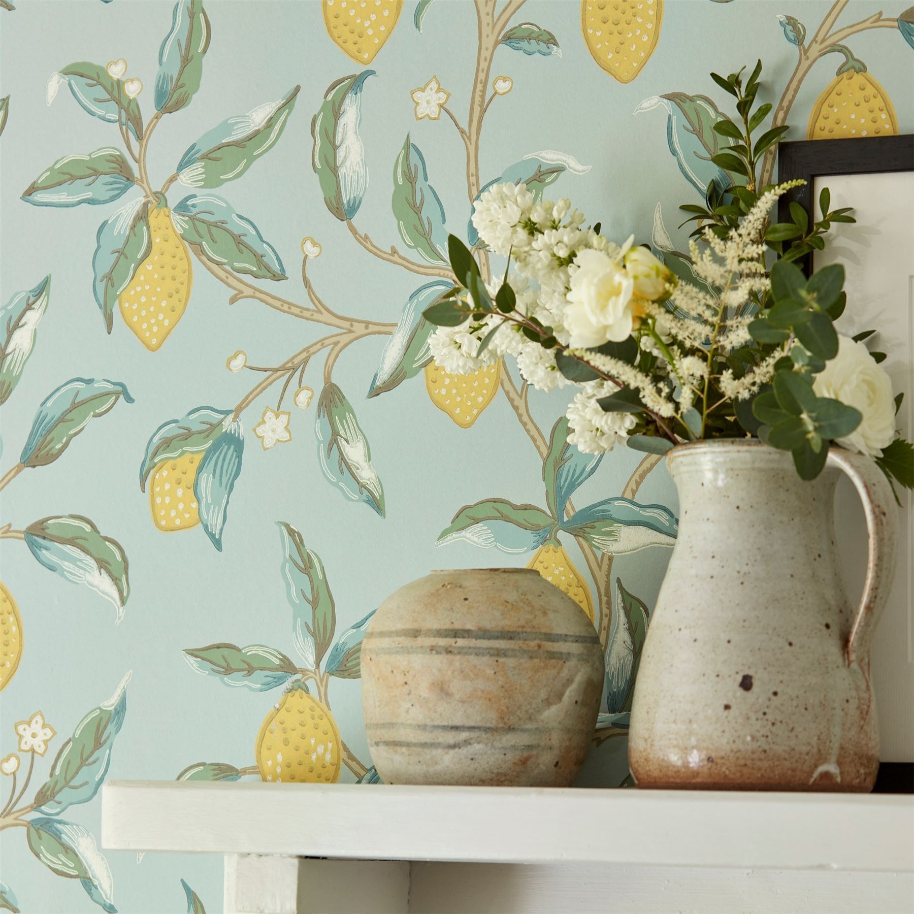 Burleigh Pottery Design Birds Floral Navy Blue Wallpaper | Barneby Gates  Asiatic Pheasant