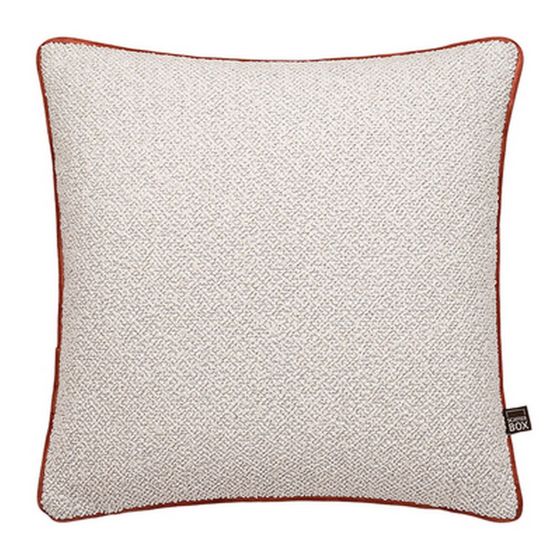 Leighton Boucle Velvet Piping Cushion in Ecru Salmon Pink