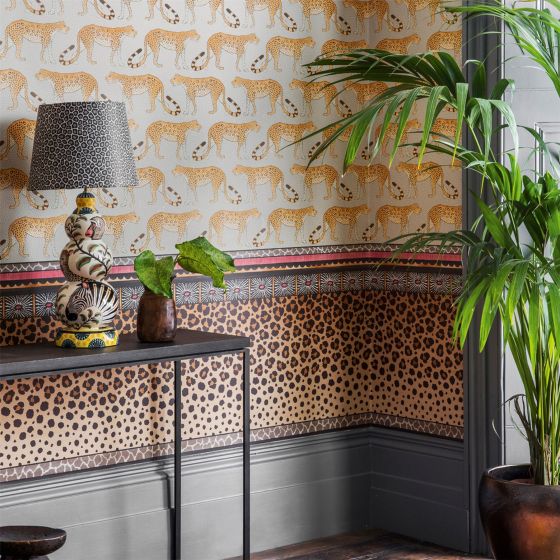 Leopard Walk Wallpaper 2010 by Cole & Son in Linen Beige